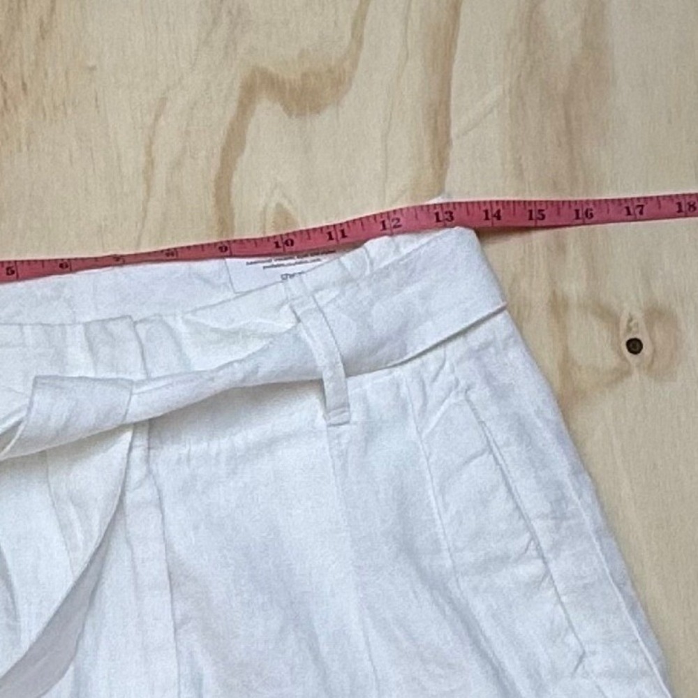 Chicos White 100% Linen Wide Leg Belted Trousers Pants Size 00R US 2R High Rise - Picture 8 of 9